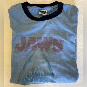 Vtg 1990s Jaws Ringer Shark Shirt Universal Studios Thunder Creek Movie Promo XL